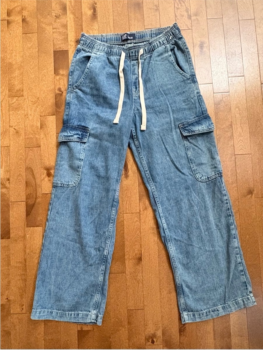 Gap cargo high wasted pull on wide leg baggy jeans size small